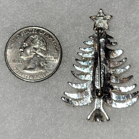 Vintage Eisenberg Ice Silver Crystal Signed Tree Brooch Aurora Borealis - Picture 3 of 6